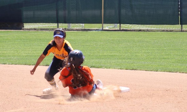 FC Short Stop Sabrina Anguiano tags out an OCC baserunner trying to steal second.